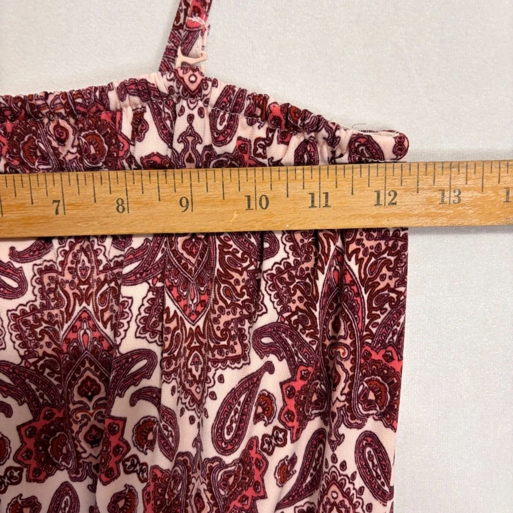 Maurices‎ Pink Paisley Print Sleeveless Tie Waist Cropped Wide Leg Jumpsuit Sz S